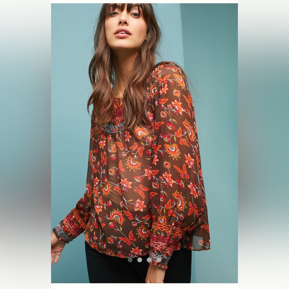 Ranna Gill Montrose Embroidered Peasant Top - EUC